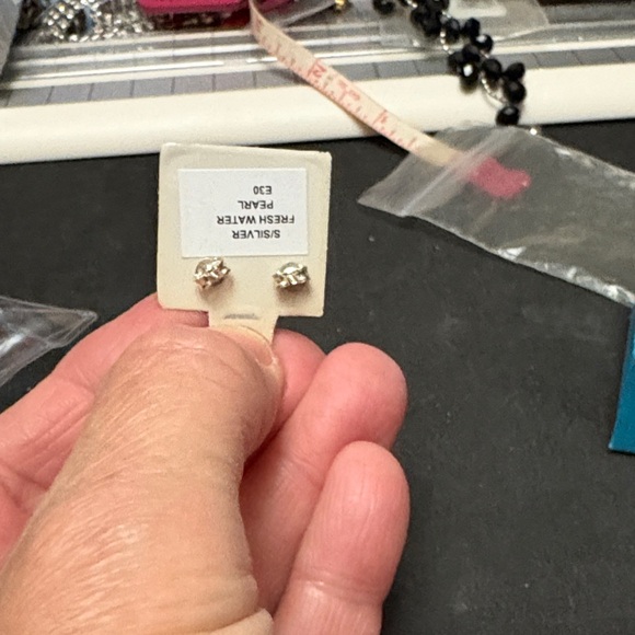 Sterling Silver Freshwater Pearls Pearl Stud Earrings - Picture 6 of 6